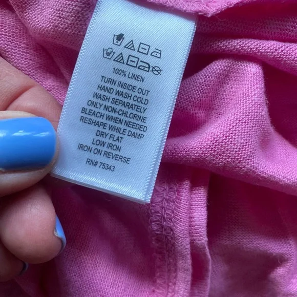 LUXE LINEN pink tee by TAHARI (some of the pic looks purple-ish but it's pink!) - Picture 7 of 8